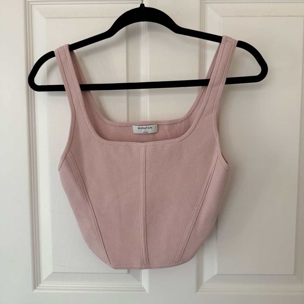 NWOT ARITZIA Babaton sculpt knit corset top size large shell pink
